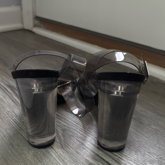 Steve Madden Camille Black Smoke Sandal Heel Sz 7.5 - Picture 4 of 6